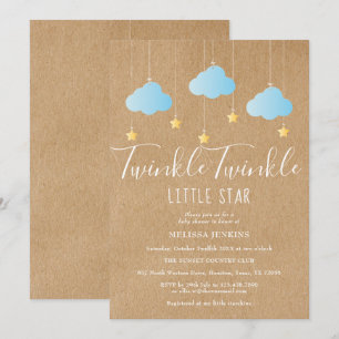 Invitation Fête bébé garçon Twinkle Twinkle / Sprinkle Rustiq
