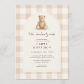 Invitation Fête Bébé Gingham Bearly Wait Mixte (Devant)
