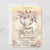 Invitation Fête bébé Glitter Drips Citrouille Aquarelle (Devant)