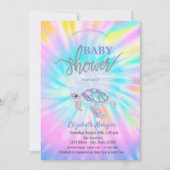 Invitation Fête bébé Glitter Turtle Tie Dye  (Devant)