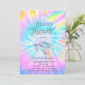 Invitation Fête bébé Glitter Turtle Tie Dye  (Debout devant)