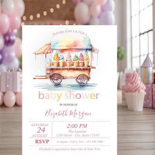 Invitation Fête bébé gourmande : glaces