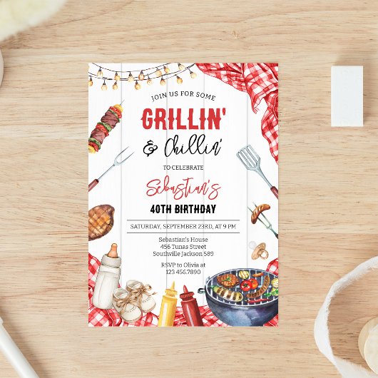 Invitation Fête bébé Grillin & Chillin Barbecue de jardin