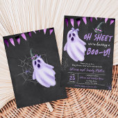 Invitation Fête bébé Halloween Bébé Fantôme Oh Feuille Violet
