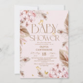 Invitation Fête bébé herbe des Pampas Boho (Devant)