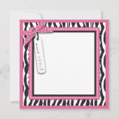 Invitation Fête bébé Impression Zèbre & Poussette Bébé (Dos)