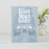 Invitation Fête Bébé Jean Bleu en Denim (Debout devant)