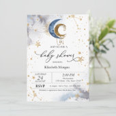 Invitation Fête bébé Lunes Célestes, Étoiles (Debout devant)