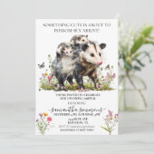 Invitation Fête bébé maman opossum mignonne  (Debout devant)