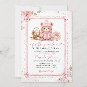 Invitation Fête bébé Mignonne Citrouille Rose Tombe en Amour