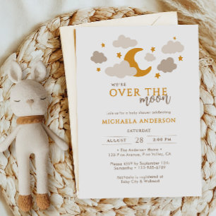 Invitation Fête bébé moderne et non genrée : En orbite autour