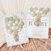 Invitation Fête bébé montgolfière verte ours