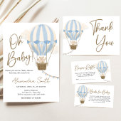 Invitation Fête bébé ours bleu bohème