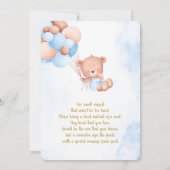 Invitation Fête bébé ours en peluche garçon (Dos)