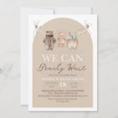 Invitation Fête bébé ours en peluche marron (Devant)
