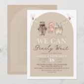 Invitation Fête bébé ours en peluche marron (Devant / Derrière)