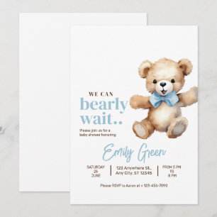 Invitation Fête bébé ours en peluche, Nous pouvons à peine at