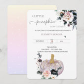 Invitation Fête bébé Paillettes Floral Citrouille Points (Devant / Derrière)