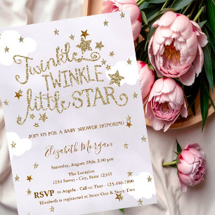Invitation Fête Bébé Paillettes Scintillantes Petite Étoile L