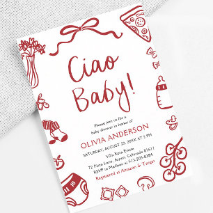 Invitation Fête Bébé Pizza Italienne Douche Fantaisiste