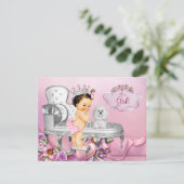 Invitation Fête bébé Princesse Perle Chaise Rose (Debout devant)