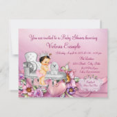 Invitation Fête bébé Princesse Perle Chaise Rose (Dos)