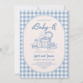 Invitation Fête Bébé Q Barbecue Bébé Bleu Coed (Devant)