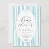 Invitation Fête bébé rayures peintes éclectiques bleues (Devant)