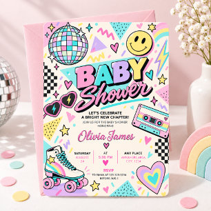 Invitation Fête bébé rétro années 80