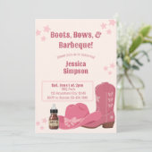 Invitation Fête bébé rose Boots Bows & BBQ (Debout devant)
