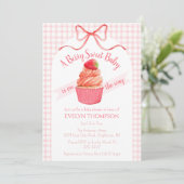 Invitation Fête bébé rose framboise sucrée 008 (Debout devant)