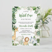 Invitation Fête bébé Safari Wild One  (Debout devant)