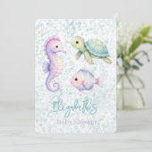 Invitation Fête bébé sous l'océan pastel  (Debout devant)