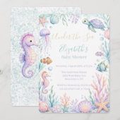 Invitation Fête bébé sous l'océan pastel (Devant / Derrière)