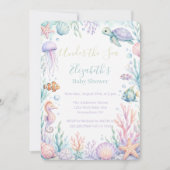 Invitation Fête bébé sous l'océan pastel (Devant)