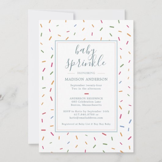 Invitation Fête bébé Sprinkles Bébé Coloré (Devant)