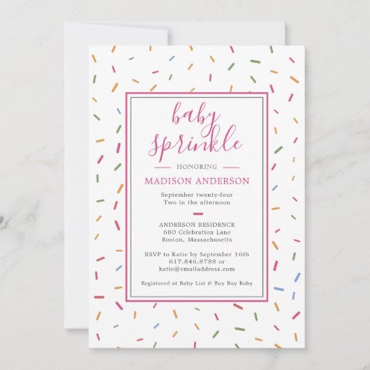 Invitation Fête bébé Sprinkles Bébé Coloré (Devant)