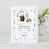 Invitation Fête bébé Stripes Blue Tacos Brews and Babies (Debout devant)