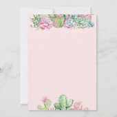 Invitation Fête bébé Succulent Aquarelle, Fleur (Dos)