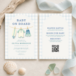 Invitation Fête bébé sur une corde à linge tout-en-un pour Ba