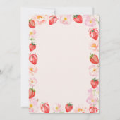 Invitation Fête bébé thème floral à ruban rose fraise (Dos)