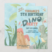 Invitation Fête bébé Tiranosaurios Rex Dino amusant (Devant / Derrière)