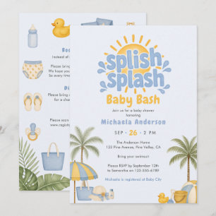 Invitation Fête bébé tout-en-un Piscine/Plage Splish Splash