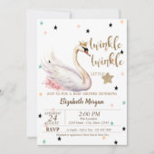 Invitation Fête Bébé Twinkle Twinkle, Fleurs de Cygne (Devant)