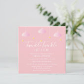 Invitation Fête bébé Twinkle Twinkle Little Star Rose (Debout devant)