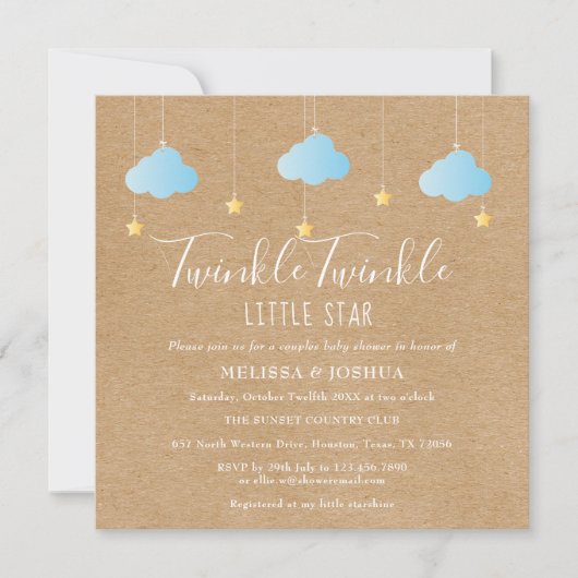 Invitation Fête bébé Twinkle Twinkle Little Star / Sprinkle (Devant)