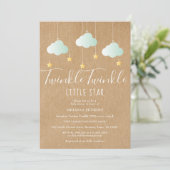 Invitation Fête bébé Twinkle Twinkle / Sprinkle Rustique Bohè (Debout devant)