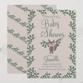 Invitation Fête bébé verdure renard de la forêt rustique (Devant / Derrière)