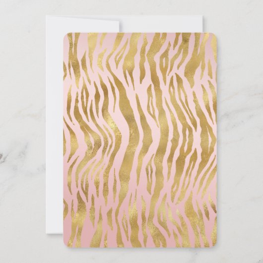 Invitation Fête bébé Zèbre Paillettes Doré Rose (Dos)