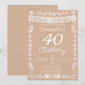 Invitation Fête Beige 40e Anniversaire (Devant / Derrière)